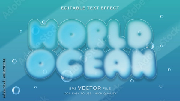 Fototapeta Stylish Aqua Text Effect for World Ocean Day