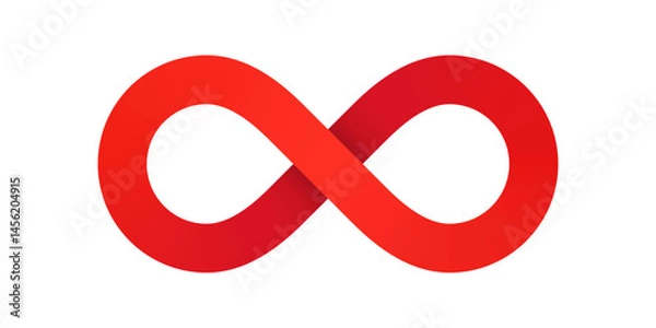 Fototapeta Red volume infinity symbol on white background. Vector