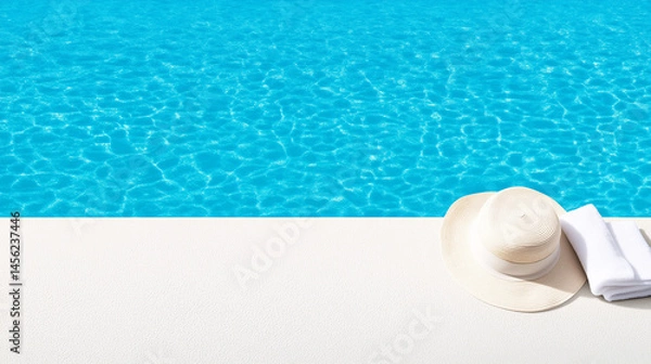 Fototapeta Summer swimming pool with vacation vibes
