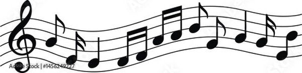 Fototapeta Musical Notes on Staff with Treble Clef