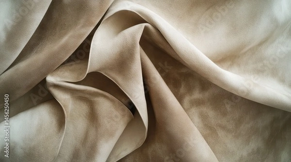 Obraz An artistic composition featuring layered beige and taupe suede