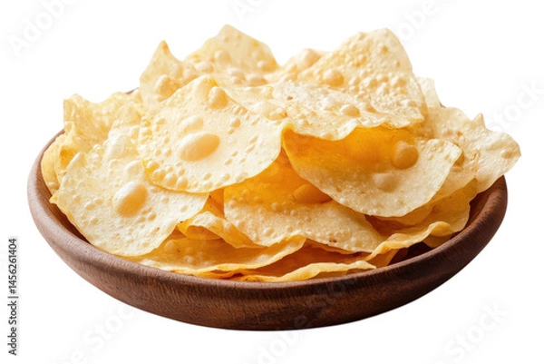 Fototapeta Crispy Papadum, Thin & Round Indian Flatbread, Isolated on White Background, Perfect for Menu Design on transparent background