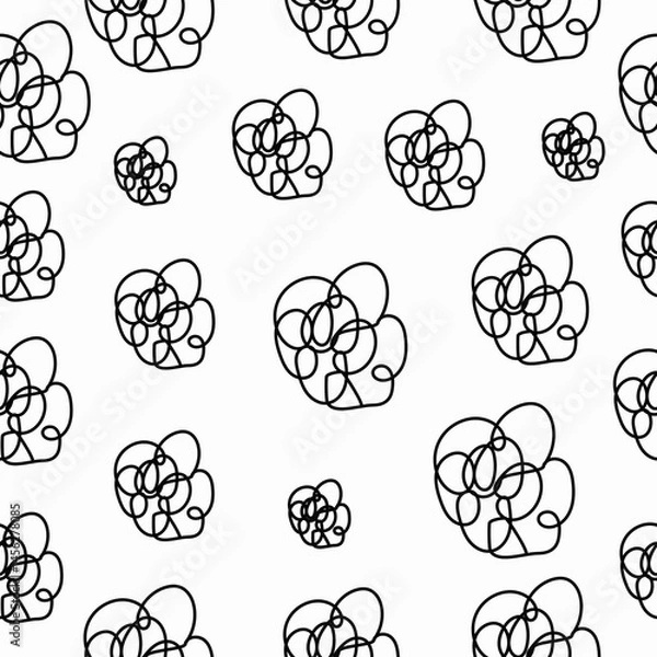 Obraz black color scribble pattern on white background.