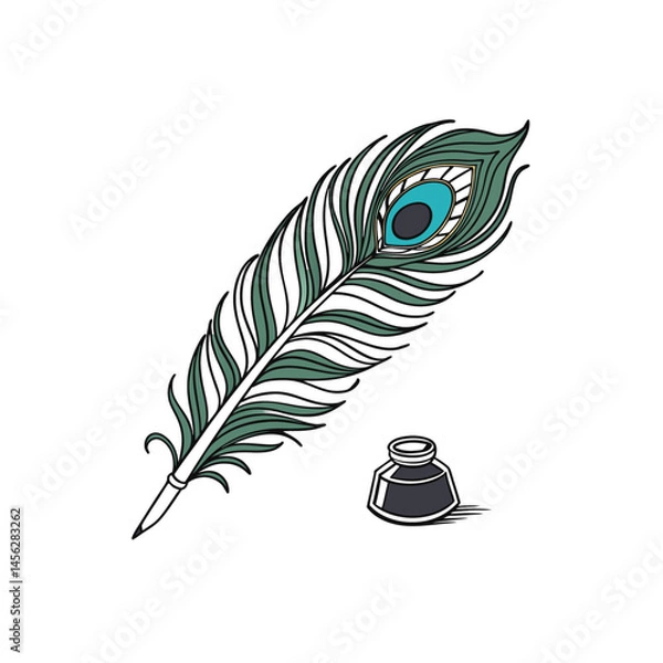 Fototapeta Peacock feather pen
