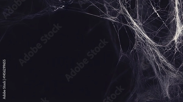 Obraz Intricate spider web design against a dark background.