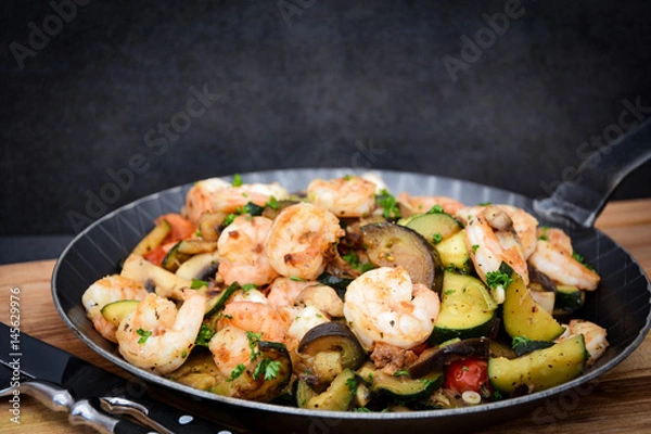 Obraz Garnelen in der Pfanne