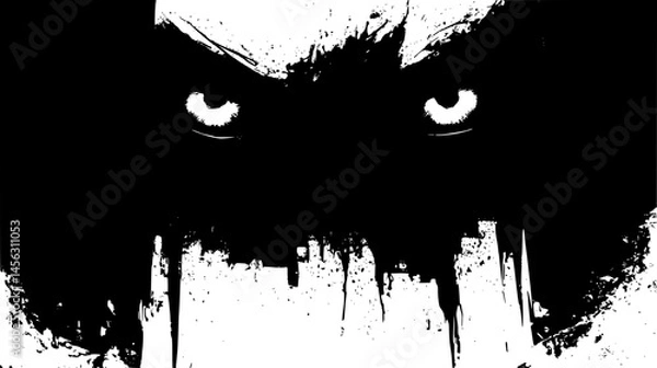Fototapeta Urban Alley With Glowing Eyes, vector illustration