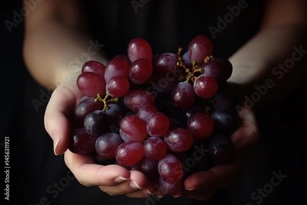 Fototapeta Grapes in the hands of a woman