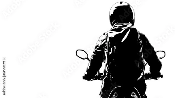 Obraz Backpack Strapped Behind Scooter Seat, vector graphic