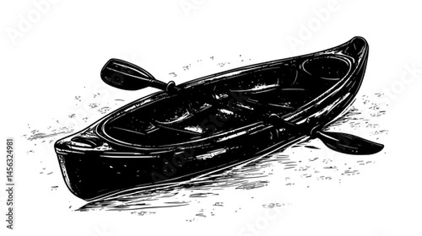 Fototapeta Wet Paddle Resting On Kayak, vector graphic
