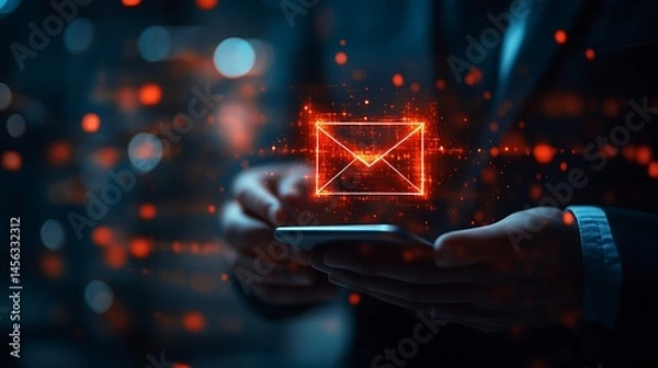 Obraz Digital Communication with Glowing Email Icons