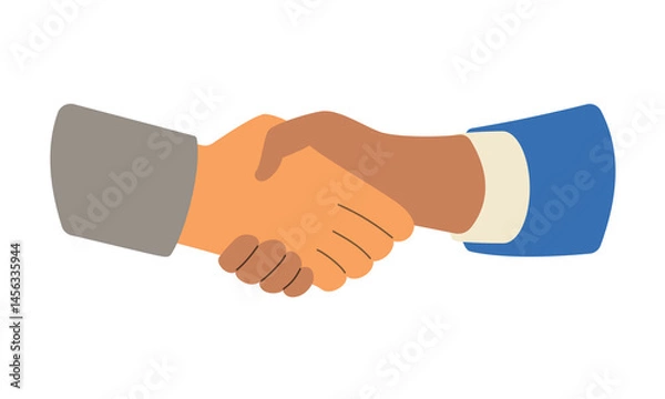 Fototapeta Two diverse business professionals shaking hands. The image symbolizes partnership, trust, and successful cooperation in a corporate context.