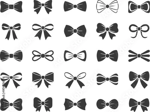 Obraz Set of various decorative bow tie shapes minimalist black and white style