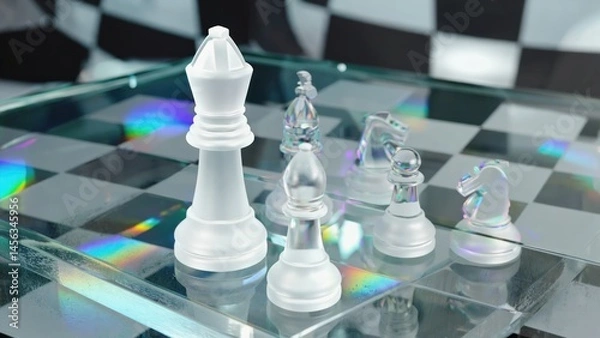 Obraz Abstract Chess Pieces on Glass Board