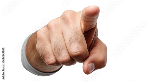 Fototapeta Hand Pointing Finger Closeup isolated on transparent background