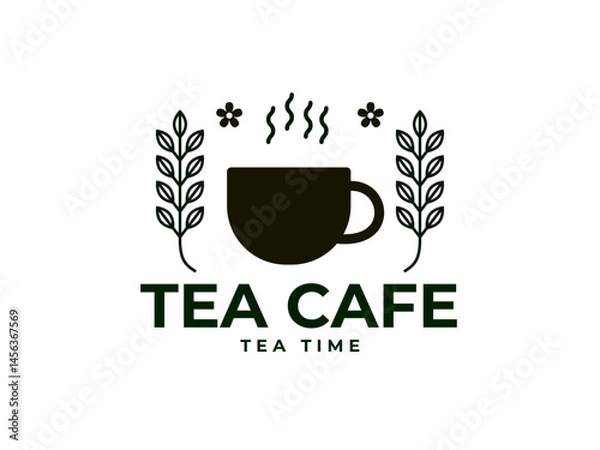 Obraz Elegant vector logo template for cafe a tea brands. Fully editable text, customizable colors, and print-ready. Perfect for coffee shops, tea houses, and beverage businesses. Professional, modern.