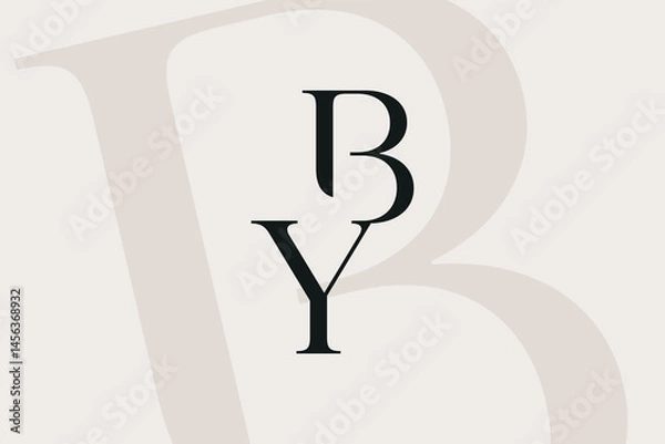Fototapeta YB or BY letter logo icon design. Classic style luxury initials monogram.