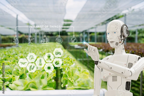 Fototapeta Robotic Innovation in Smart Agriculture with IoT Technology