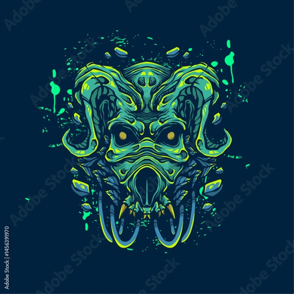 Obraz green creature demon artwork illustration