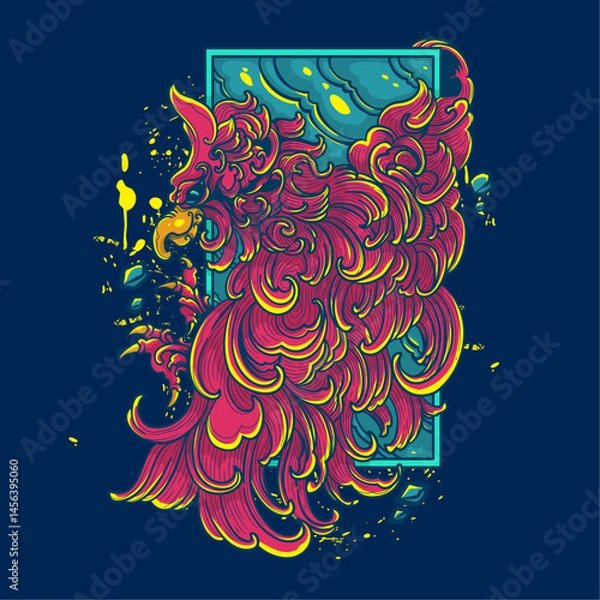 Obraz garuda red feather artwork illustration