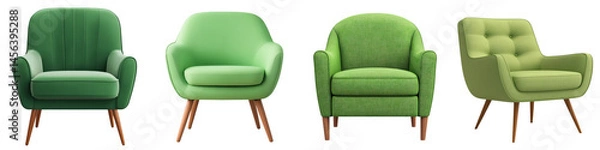 Obraz A collection of stylish green chairs in a modern, elegant design.