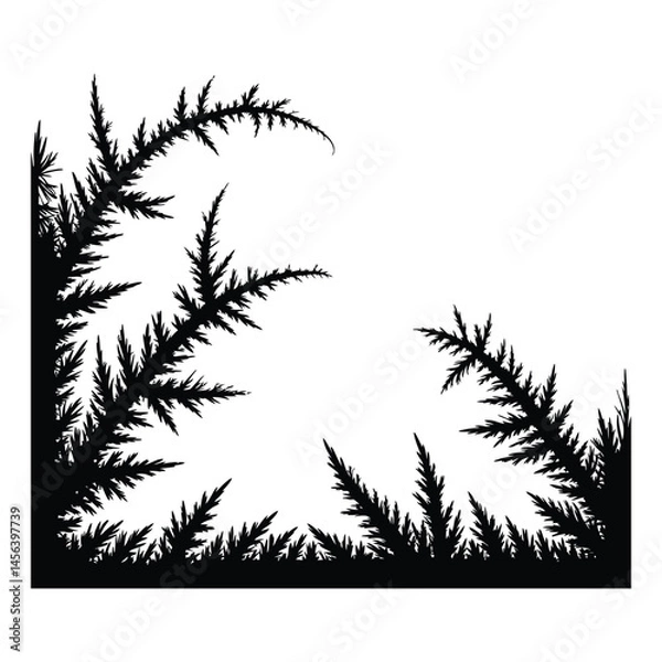 Fototapeta Frost patterns on glass Silhouette, Vector, Illustration, Icon, Logo, White Background.