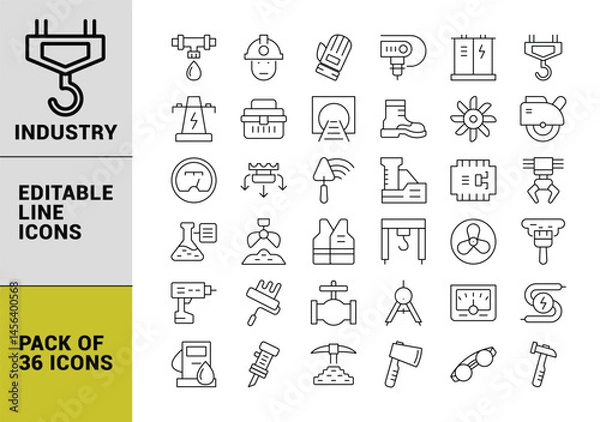 Obraz Industry line icons editable bundle, industry icons