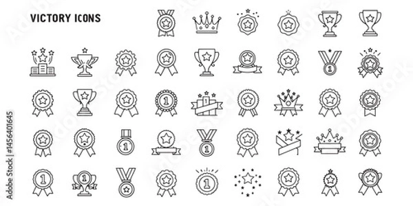 Fototapeta Collection of Victory Celebration and Achievement Icons Achievement Concept	