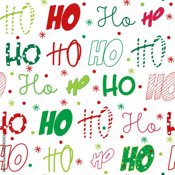 Fototapeta Seamless ho ho ho lettering with red and green color, vector illustration