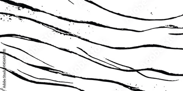 Obraz Black flowing wave lines on white transparent background. Abstract wave line for banner, template, wallpaper background with wave design. Vector illustration