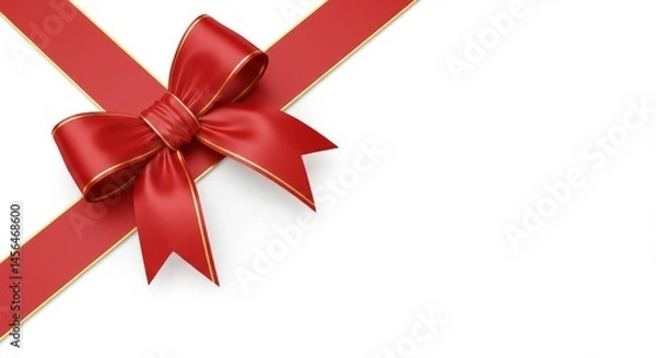 Fototapeta Red Ribbon with Golden Edges Presents an Elegant Holiday Presentation
