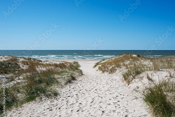 Obraz Sunny spring day by Baltic sea, Liepaja surroundings, Latvia.