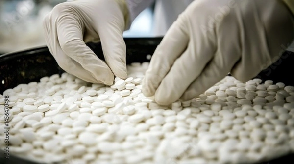 Obraz Pharmaceutical pills being handled