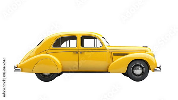 Obraz Professional 3D Yellow Car Icon on White Background for Graphic Design Projects