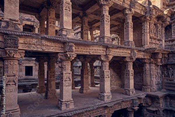 Obraz Rani Ki Vav temple and Stepwell in Patan city, India