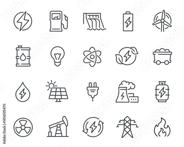 Fototapeta Vector Set of Editable Icons for Energy and Power Sources