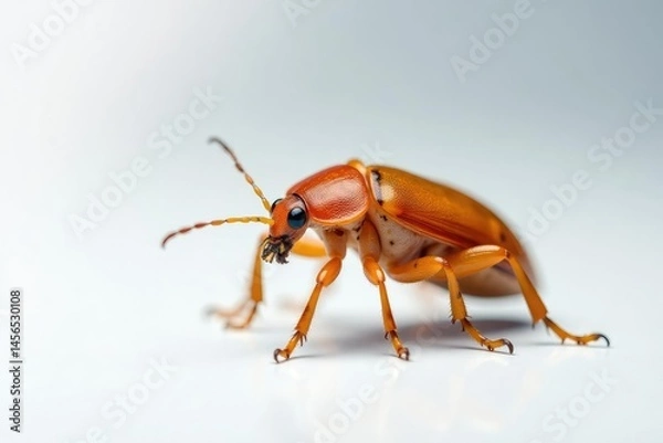 Fototapeta Close-up of a single bug on pure white background, pest, texture, leg