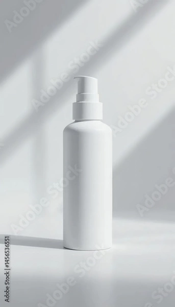 Fototapeta Minimalist White Pump Bottle on a Clean Background