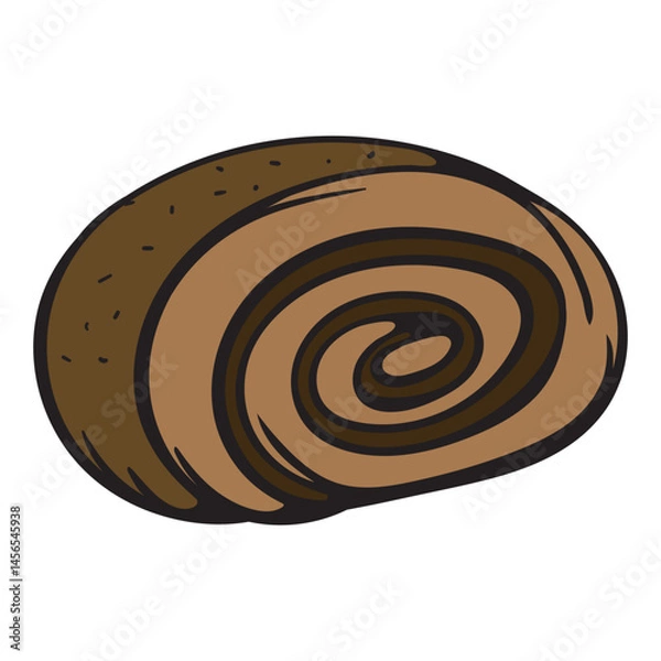 Fototapeta A piece of roll with poppy seeds. Bakery. Simple vector illustration for sticker, icon, print. Design element isolated on white background