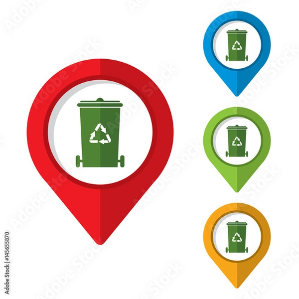 Fototapeta trash can pin for map