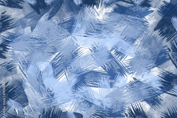 Fototapeta Abstract dynamic watercolor background with watercolor blue and cornflower blue strokes on white. Copy space. Illustration.