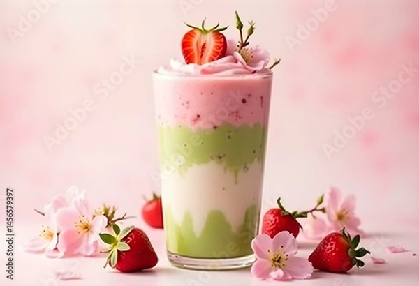 Fototapeta matcha strawberry