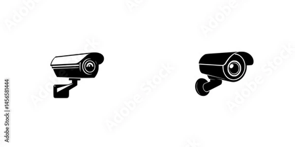 Fototapeta Vector illustration of black and white security camera icons for surveillance and monitoring