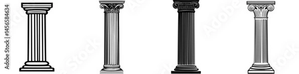 Fototapeta Vector illustration of classical pillars showing different styles and designs to represent ancient architecture and art from various perspectives
