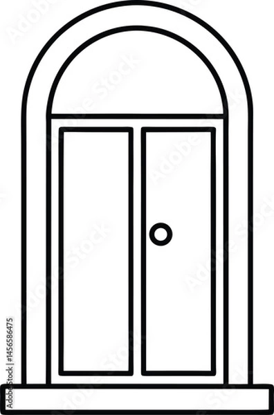 Obraz door icon line art vector illustration