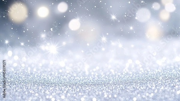 Fototapeta A white glittery background with sparkling shimmer, creating an enchanting atmosphere for a phone wallpaper. The twinkling stars add a touch of magic to the scene.