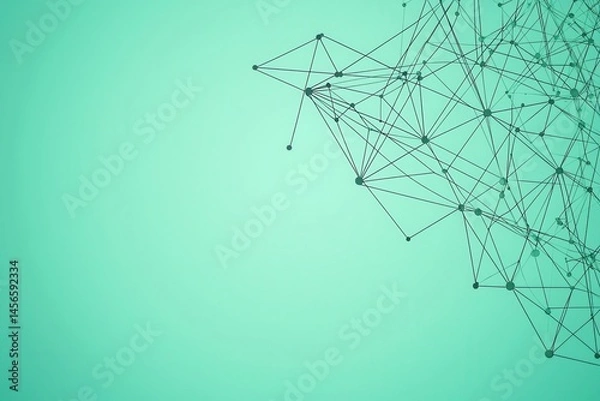 Fototapeta Abstract Network Structure with Connecting Lines and Nodes on Teal Background