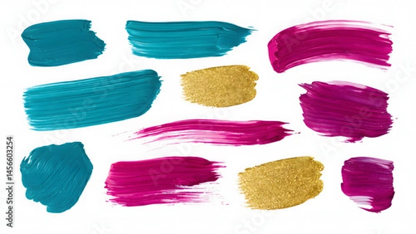 Fototapeta Abstract watercolor background with colorful paint splashes, Lines created by a brush