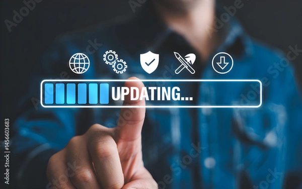 Fototapeta Digital Update Interface with Progress Bar and System Icons