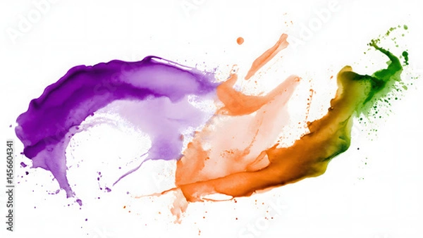 Fototapeta Abstract watercolor background with colorful paint splashes, Lines created by a brush